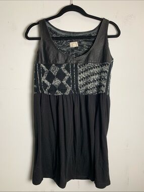 Urban Renewal Black Patterned Knit Bodice Mini Dress